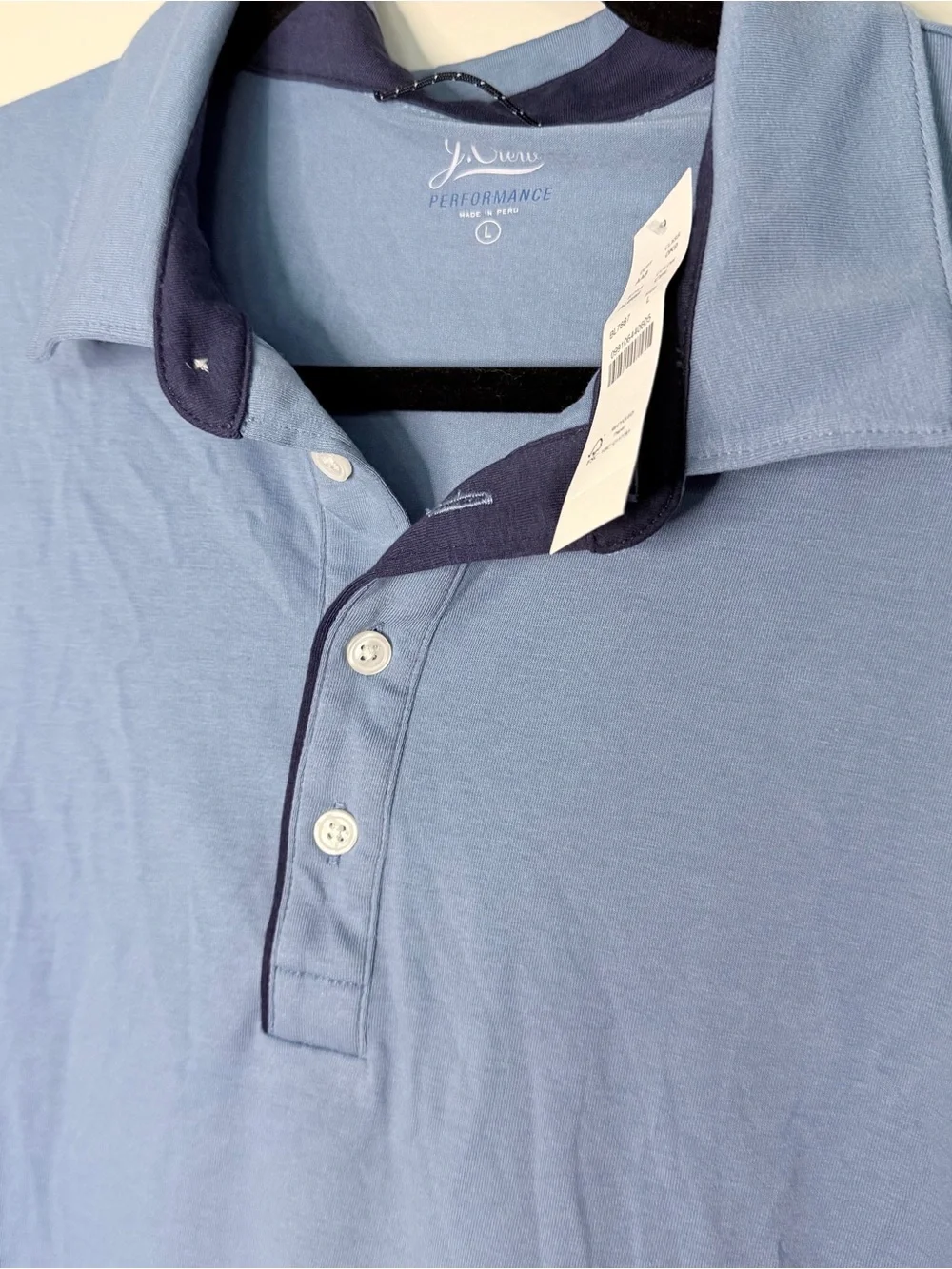 J. Crew Light Blue Men’s Polo with Navy Contrast Placket